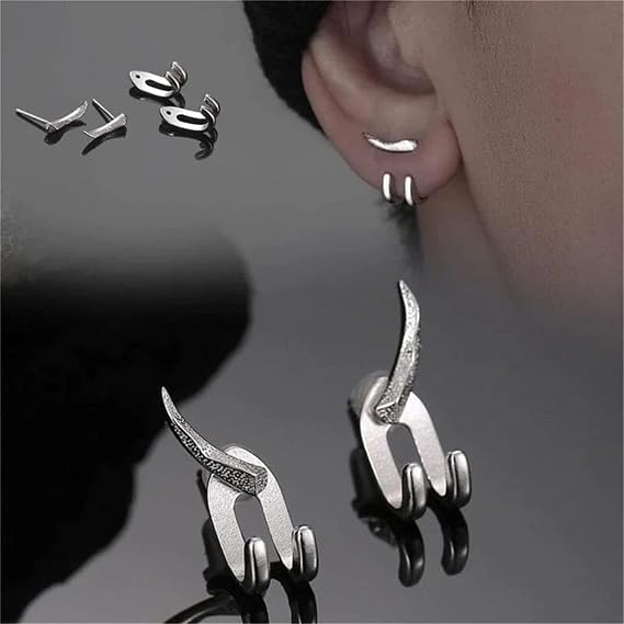 Detachable Dual Stud Earrings,Vintage Fashion Punk Earring,Simple Hook Detachable Earrings,2023 Hip-Hop Trend Detachable Dual Purpose