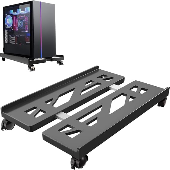 PC Stand, Mobile Computer Tower Stand, PC Stand for Floor, Adjustable PC Holder Under Desk, with Locking Rolling Caster Wheels, Fits Most PC Case Under Home Office DeskBlack
