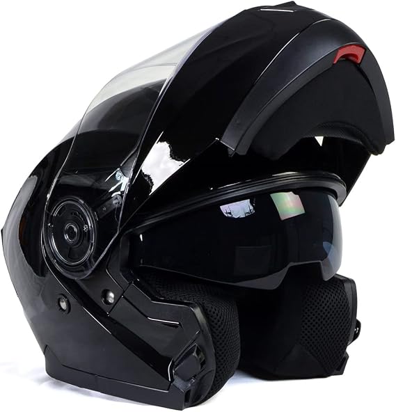 Milwaukee Helmets MPH9815DOT Breeze Gloss Black Advanced Motorcycle Modular Helmet Biker w/Drop Down Visor