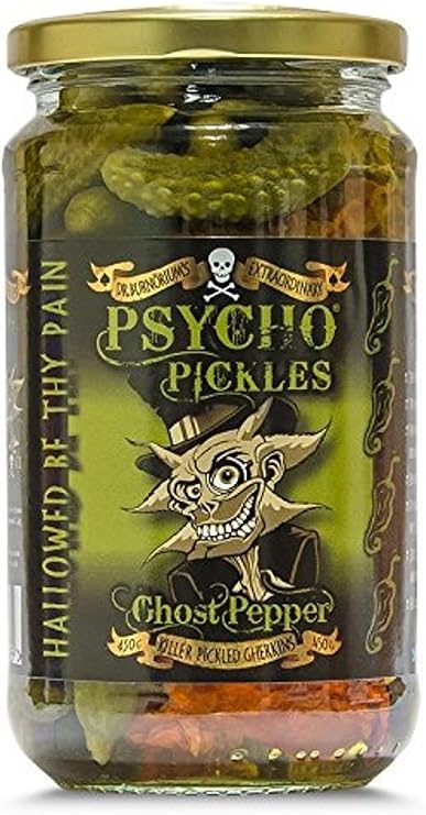 Psycho Juice Gherkins - Ghost Pepper Pickled Gherkins