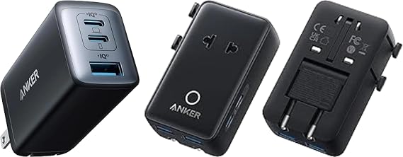 Anker Nano Travel Adapter, 5-Port Power Adapter with 1 AC&Anker USB C Charger(Nano II 65W)