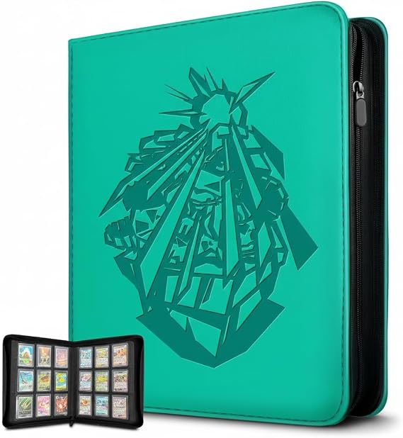 Toploader Binder 9 Pocket, 252 Trading Cards, Label Slot, Green | Eco-friendly, pollution-free album material. TCG holder book with side-loading sleeves & exclusive 3D embossed artwork