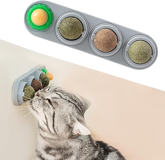 Potaroma 4 Catnip Silvervine Ball Toys, Extra Cat Energy Ball