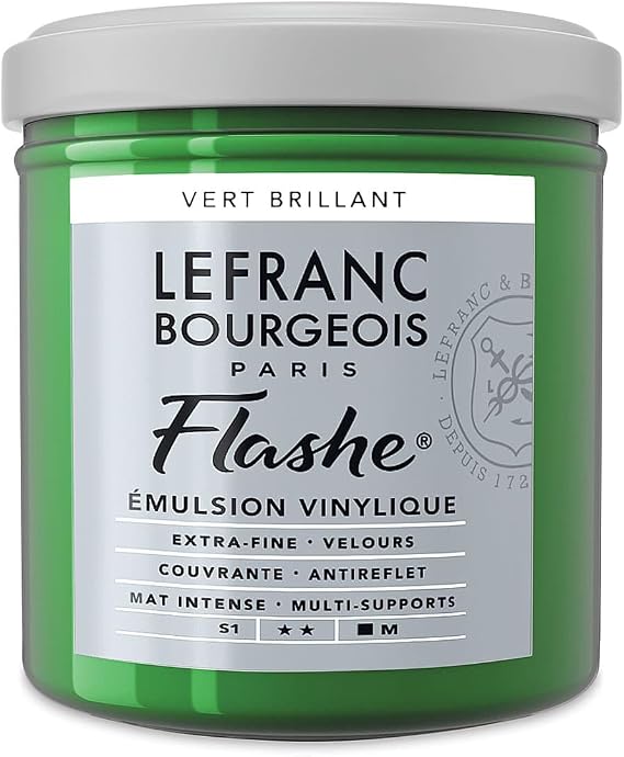 Lefranc Bourgeois Flashe Vinyl Paint - Brilliant Green, 125 ml jar