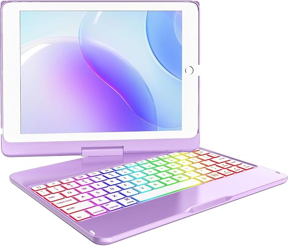 MMK for iPad 6th Generation Case with Keyboard, Light Purple