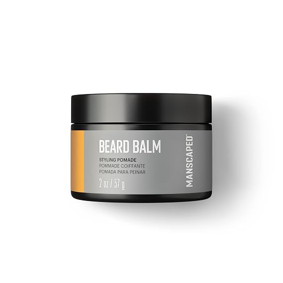 MANSCAPED Beard Balm, Styling Pomade with Shea Butter, Coconut Oil & Beeswax - Moisturizes, Softens, Strengthens & Shines Beards, Mustaches & Facial Hair, for Sensitive Skin, (2 oz) 1-Pack