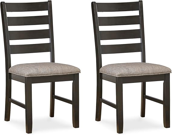Signature Design by Ashley Ambenrock 20" Casual Upholstered Dining Chairs, Set of 2, Black & Light Brown