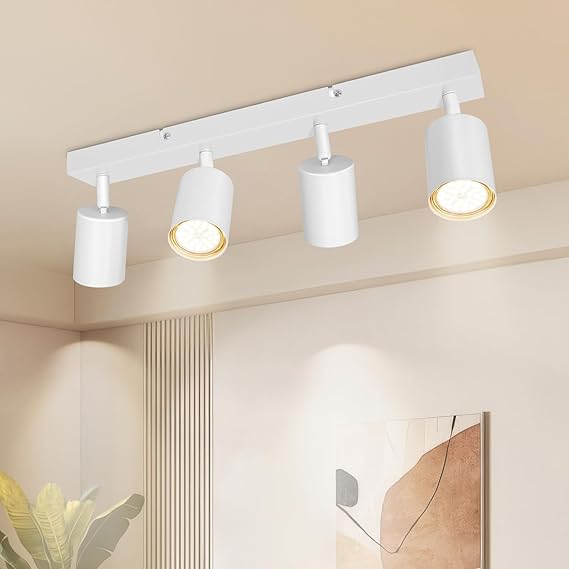 LED Ceiling Spotlight 4 Bulbs GU10 Swivelling Ceiling Light White