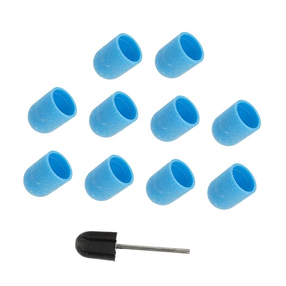 10Pcs Sanding Caps Nail Art Polishing Replacement Grinding Heads for Manicure Tool Easy to Use Portable Design for Personal Family Use