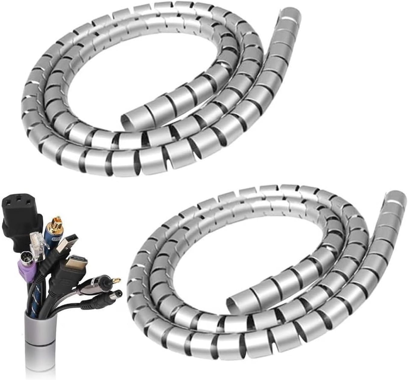 Aksesuarcı 22 Mm Gri 1 Metre Spiral Kablo Kanalı, Boru Tipi Kablo Düzenleyici, Kablo Toplayıcı Gizleyici, Kablo Kelepçesi, Kablo Tutturma Bağları (2 ADET)