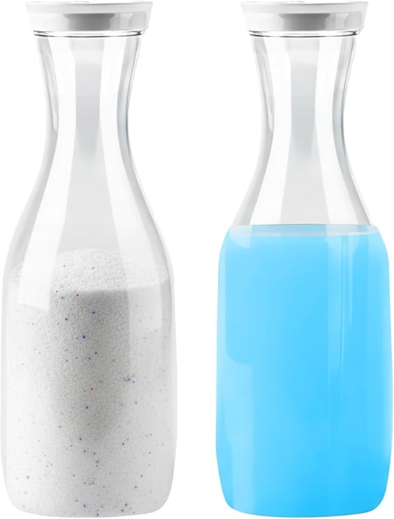 2Pcs Washing Powder Storage 1.5L, Laundry Detergent Storage, Durable PET Plastics Detergent Dispenser, Laundry Powder Storages (Roud)