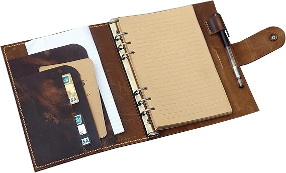Personalized A5 leather binder notebook / A5 leather organizer Planner/travel refillable notebook - NBA505C