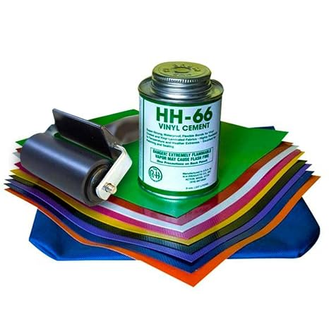 Vinyl Repair Kit with Glue & Patches for Inflatables, 9 Colors