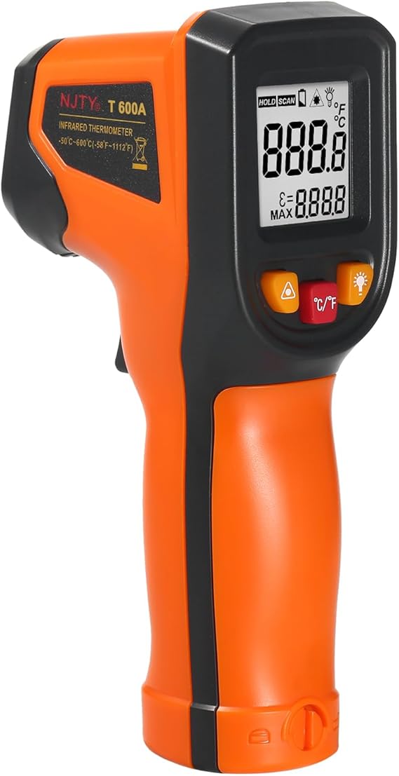 Irfora Infrared Thermometer Non-Contact Digital Temperature Gun -50C~600C (-58F~1112F) with Emissivity Function IR Thermometer for Industrial, Kitchen Cooking, Automotive, Not for Human Body Temp