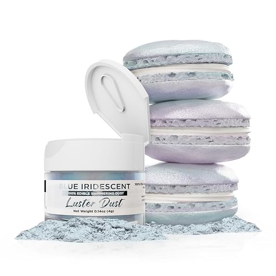 Luster Dust - Blue Iridescent (4g 1x Jar) | Edible Vegan Dust & Paint for Cake Decorating, Ice Cream, Desserts, Cocktails and Beverages by Bakell