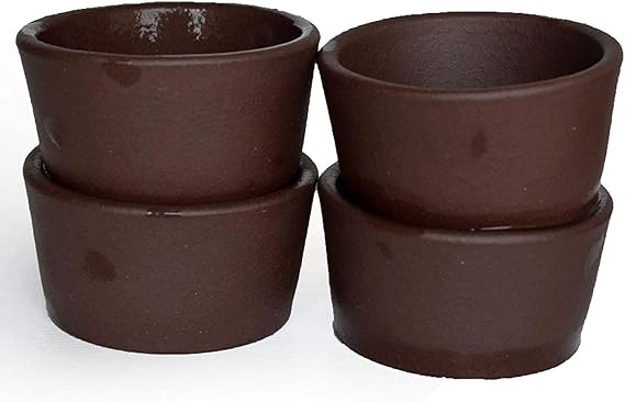 4pcs/Set Teacups Chinese Clay Zini Zisha Cup Kung Fu Tea (Dark Brown)