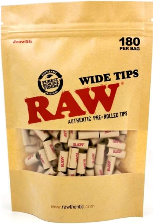 RAW Wide Pre-Rolled Filter Tips in Paper Bag - Bag of 180