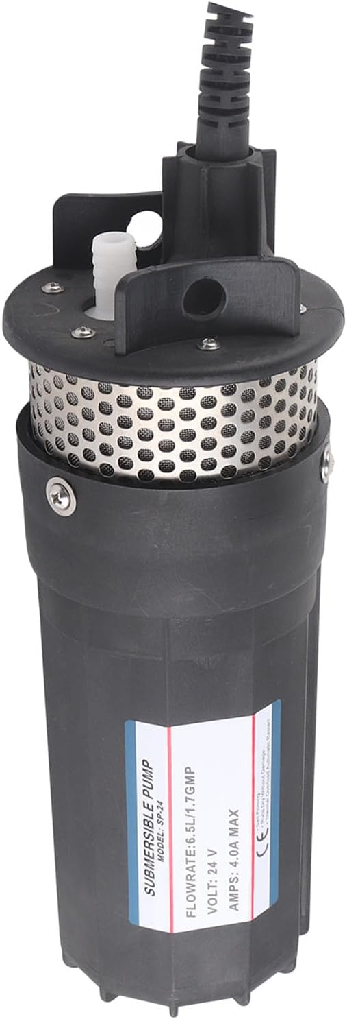 DC 24V Solar Submersible Water Pump, 230Ft Lift, 6.5L/Min Deep Well Pump for Irrigation Pond, Quick Disconnect, Dry Run Protection(Black)