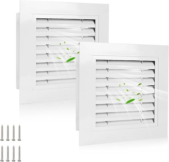 2pcs 16" x 16" Premium Aluminum Gable Vents with Screen, Paintable Design -Ideal for Attic and Shed Ventilation, Vent Opening 14"x14" (White 16" x 16"-2 Pack)