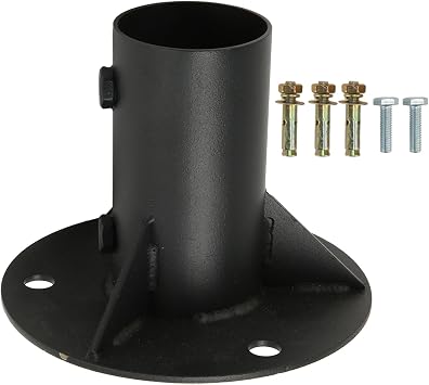 Heavy Duty Chain Link Fence Pole Floor Flange Base, Steel Construction, Heavy Solid Fence Post Concrete Mount, Easy Installation for Holding Fence Posts, Mailbox Posts, 65mm