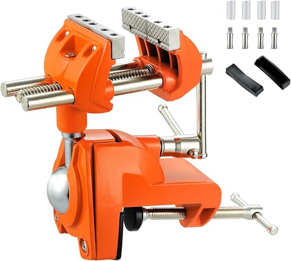 MAXMAN Clamp Bench Vise, 360 Cast Steel Swivel Base, Woodworking for DIY | Heavy Duty Cast Steel, Universal Post & 360 Swivel, Table Clamp for Workbench/Handcraft, Ideal for DIY Woodworkers