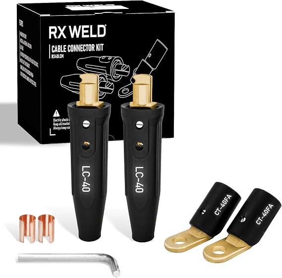 RX WELD 2PCS CT40-FA, 2PCS LC40 Male Cable Connector, for Cable Capacity: 1/0 thru 2/0 (50-70mm2)