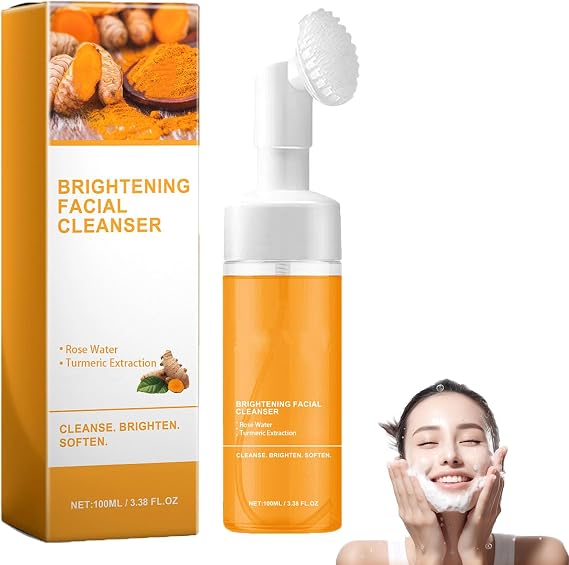 Turmeric Foaming Cleanser, Turmeric Facial Cleanser, Brightening Facial Skin, Deep Cleansing for Dark Spots and Even Skin Tone, Reduce Blemishes, Gentle Cleansing Foam for All Skin Types (1pcs)