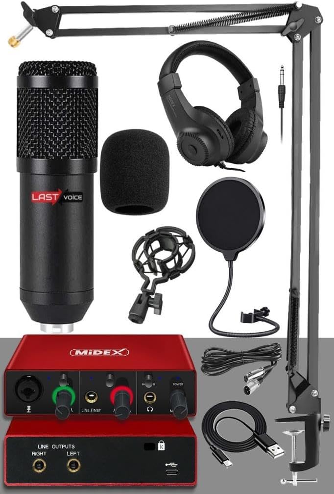Midex Studio Equipment Style Package-2 BM800 Microphone Sound Card Studio Recording Set
