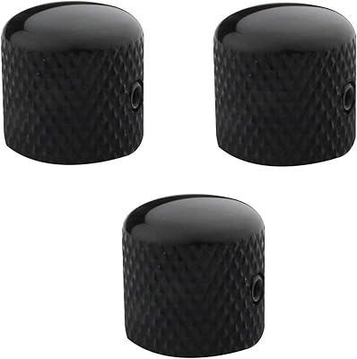 Guyker 3Pcs Guitar Control Knobs with 6mm 0.24 Dia. Shaft Pots with Adjust Wrench - Copper Dome Tuning Potentiometer Knob with Hole Replacement for Electric Guitar or Precision Bass Black