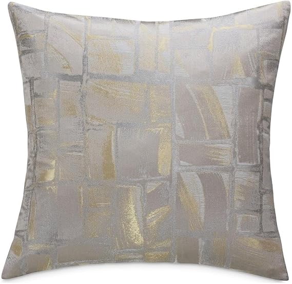Michael Amini Ferrara 19x19 Square Fabric Accent Pillow in Gold in Set of 2