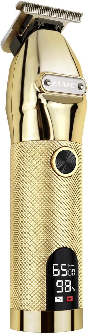Professional Hair Trimmer Cordless Outlining Trimmer T Liners Clippers for Men Rechargeable LED Display Zero Gapped Trimmers for Barbers(Gold