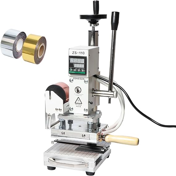 ZONEPACK Hot Foil Stamping Machine ZS-110 Upgrade Version 110V | Sliding Positioning Plate,Tipper Stamper ,Bronzing Card, Foil Custom Logo, Embossing for PVC Leather PU and Paper Heat Press