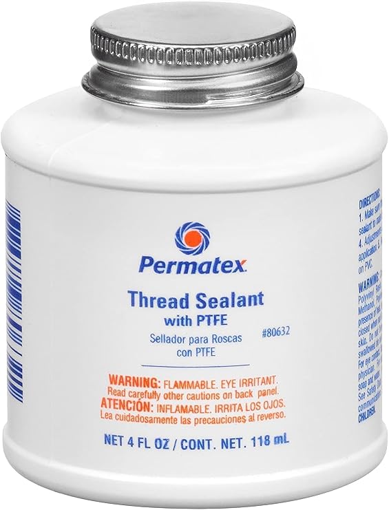 ITW Devcon 80632 Permatex Thread Sealant with PTFE, 4 oz Can, White