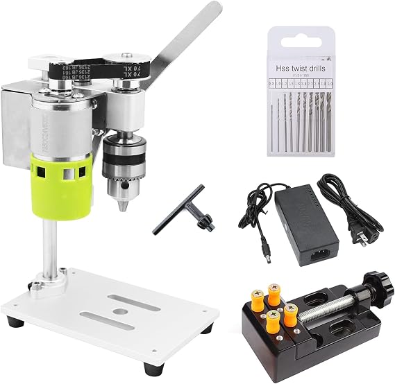Mini Bench Drill Press Small Benchtop Drill Press High Precison 7-Speed Low Noise Compact Size Desktop Drilling Machine for Handicraft DIY Jewelry Making Metal Wood Working