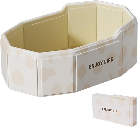 Foldable Baby Bathtub, Portable Tub for Kids with Ergonomic Design & Easy Drain, Collapsible Infant Bathtub for Newborn to Toddler, Khaki ;1 ;1