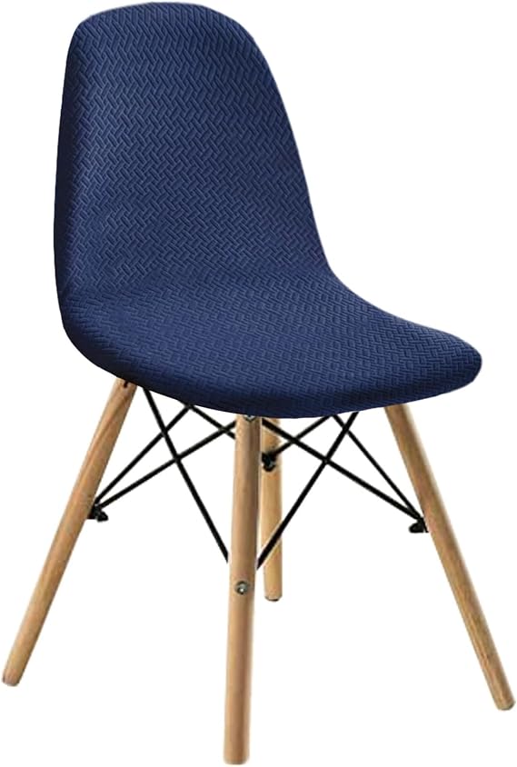 Long Plaid Jacquard Chair Cover Eames Curve Chair Cover Clubhouse Shell Chair Cover Home Chair Cover Royal Blue