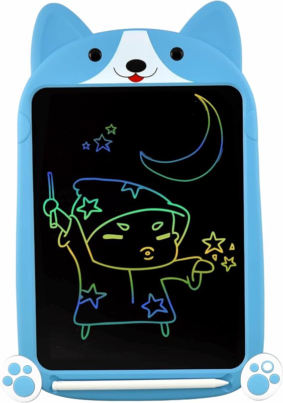 PUPPY LCD Writing Tablet, Large 10 Inch, Colorful Screen, Erasable Electronic Digital Drawing Pad Doodle Board With Stylus Pen, Gift for Kids Adults Home School Office (Blue)