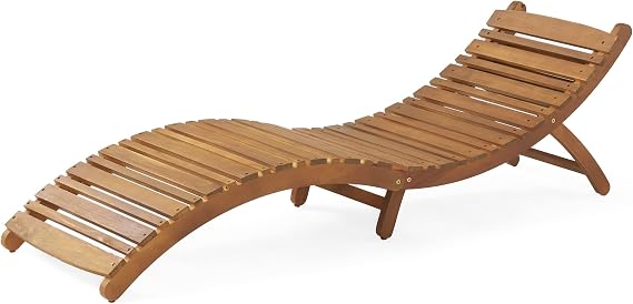 Christopher Knight Home Lahaina Wood Outdoor Chaise Lounge, Natural Yellow