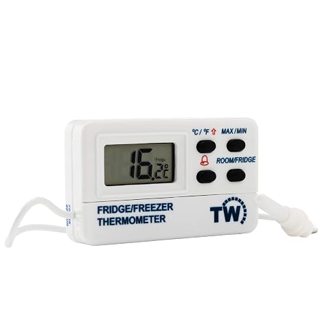 Digital Refrigerator Thermometer - Fridge and Freezer Alarm Alert When Temperatures Drop - Ideal RV Fridge Freezer Thermometer with Alarm and Max Min