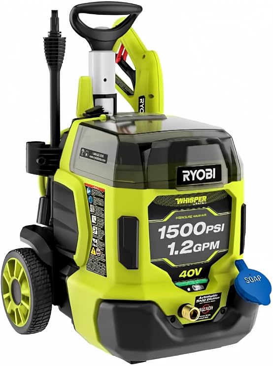 Ryobi 40v Hp Brushless Whisper Series 1500 Psi 1.2 Gpm Pressure Washer Green #ry40pw15vnm