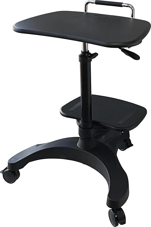 Aidata Ergonomic Sit-Stand Mobile Laptop Cart Work Station with Printer Shelf.
