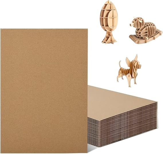 20 Pack Corrugated Cardboard Sheets, 3mm Thickness Large Kraft Board