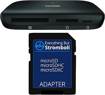 SanDisk ImageMate PRO USB-C Multi-Card Reader/Writer for SDHC, SDXC, MicroSD, CF Cards - UHS-I, UHS-II, 3.0 Compatible (SDDR-A631-GNGNN) Bundle with (1) Everything But Stromboli MicroSD to SD Adapter