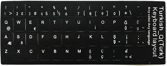 Microcase Türkçe Q Klavye Etiketi Laptop Macbook PC Sticker - Siyah