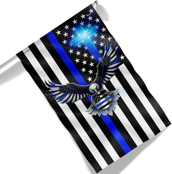 American Flag-The Thin Blue Line. Police. Law Enforcement American Eagle Flag TPT1581F, 3x5 ft. Flag-USA Flags Premium Polyester-Decorative Indoor Outdoor Flag