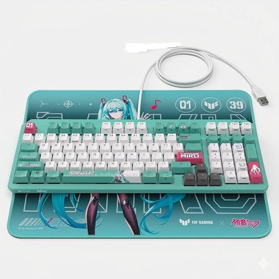 Newegg Hatsune Miku Edition Keyboard and Mouse pad Combo - K3 Gen II Hatsune Miku Edition Optical-Mechanical RGB Keyboard with IP57 Waterproof and Dust Resistance and Gaming pad