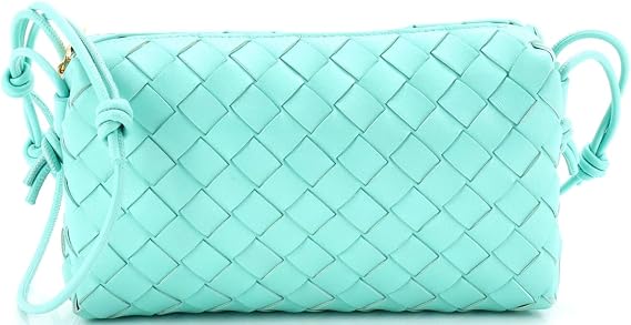 Pre-Loved Loop Crossbody Bag Intrecciato Nappa Mini, Blue