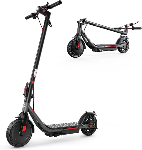 Electric Scooter for Adults, Foldable Commuter E Scooter with 500W Peak Motor, Long Range Battery, 20 MPH, 8.5" Solid Tires, Front Suspension, APP Control, Dual Brakes & LED Lights