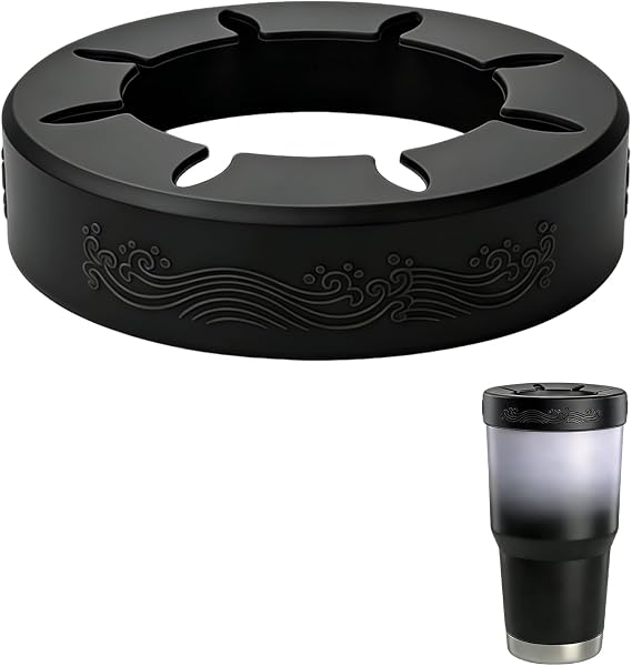 Reusable Silicone Tumbler Ring, BPA-Free Iced Coffee Sleeve for 30oz YETI/RTIC/BJPKPK Tumblers, Fits 3.9-4 Inch Cup Mouth, Dishwasher Safe,for Most 30oz Stainless Steel Tumbler (Black)