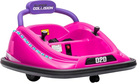 Aosom 12V Toddler Bumper Car with Remote Control for Boys and Girls Pink